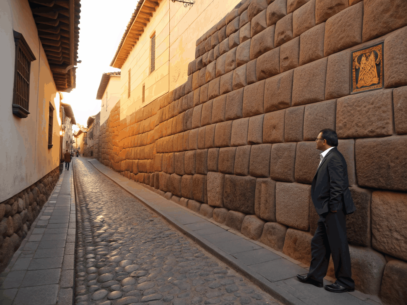 Ancient stone walls of Cusco under a clear blue sky