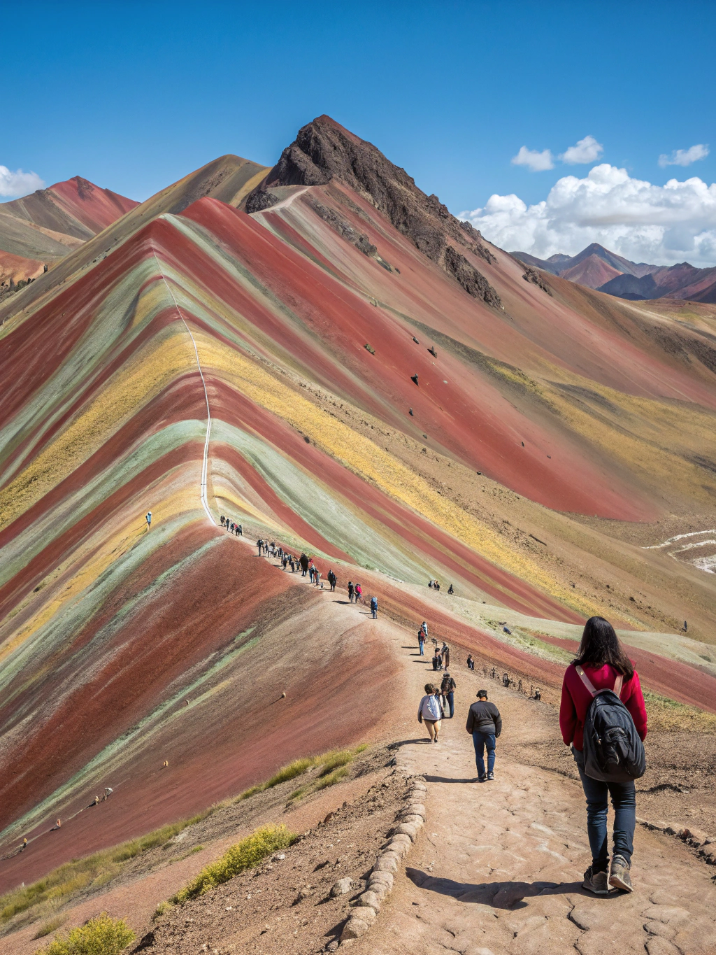 Colorful striped slopes of Rainbow Mountain