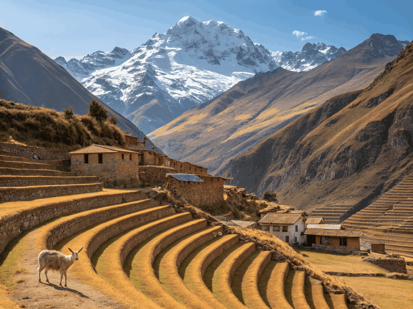 Panoramic view of the Sacred Valley landscape in Peru