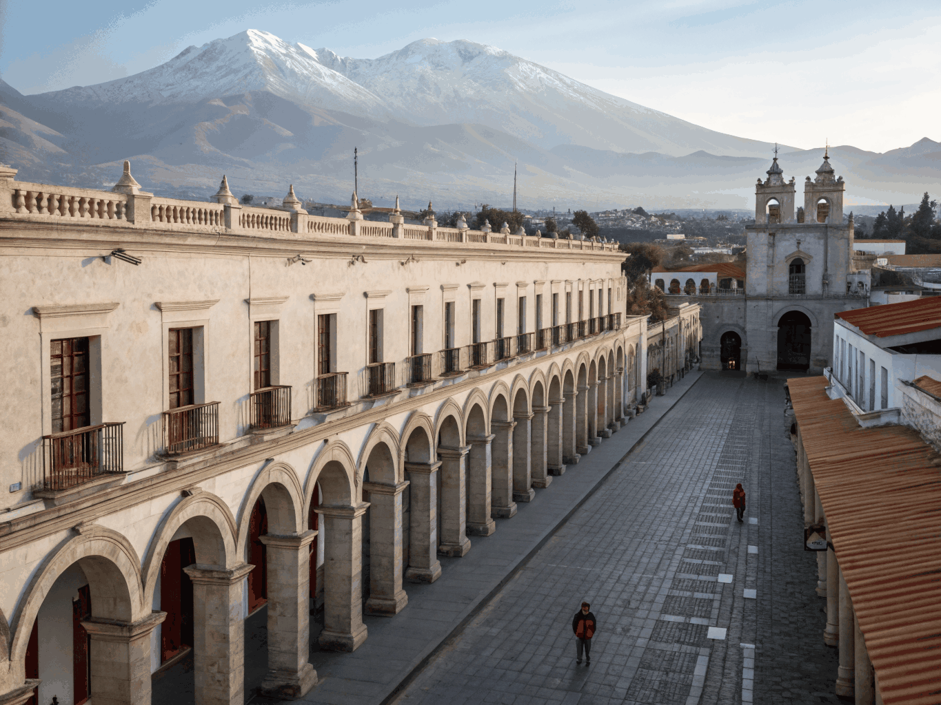 Historic white volcanic stone architecture in Arequipa