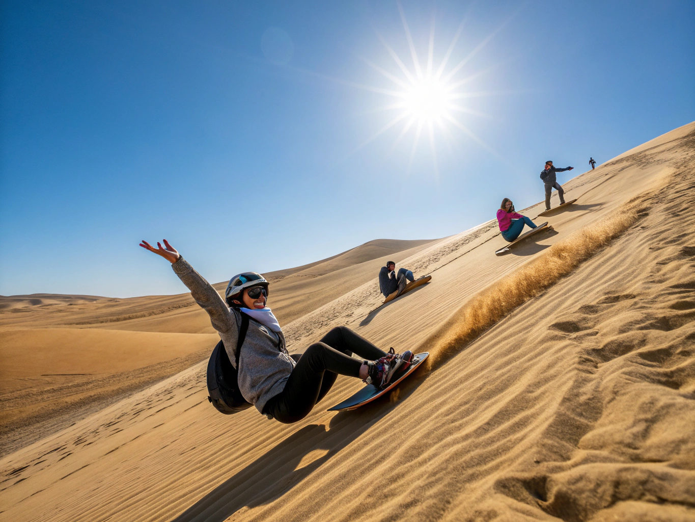 Desert dunes surrounding the Huacachina lagoon oasis