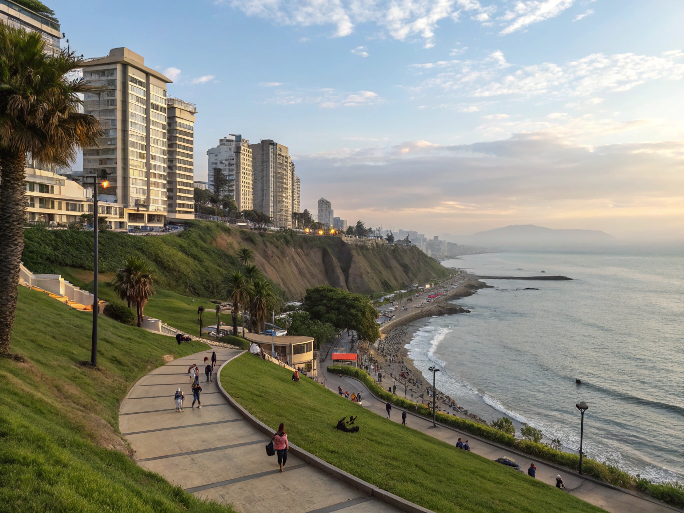 Lima coastline overlooking the Pacific Ocean in Miraflores