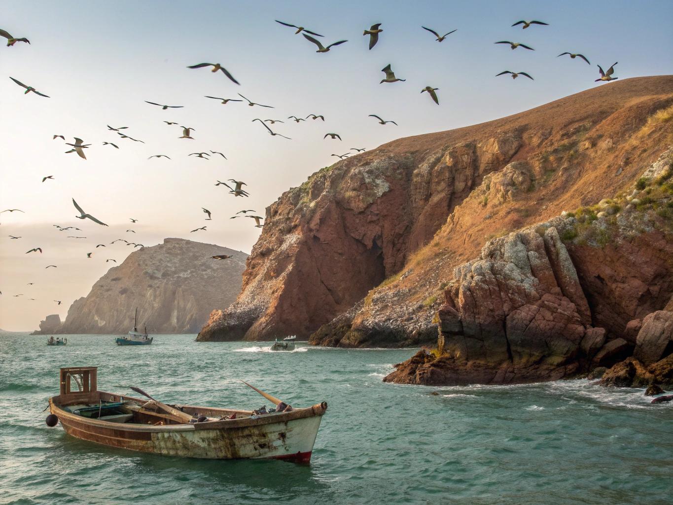 Dramatic coastal cliffs and Pacific Ocean view in Paracas